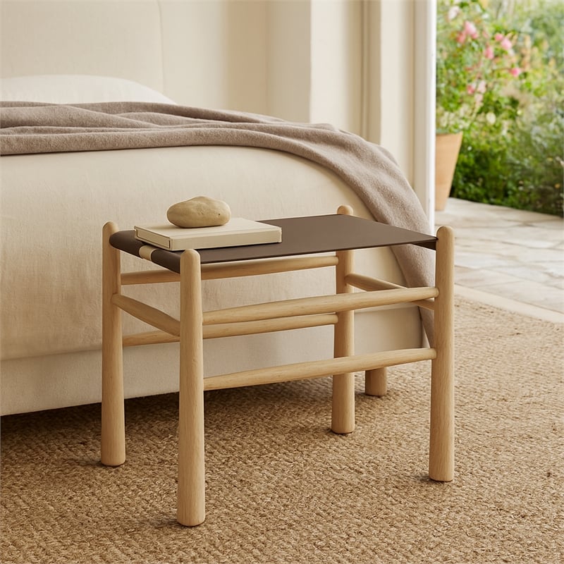 Meridian Furniture Santos Brown Vegan Leather Upholstered Bench