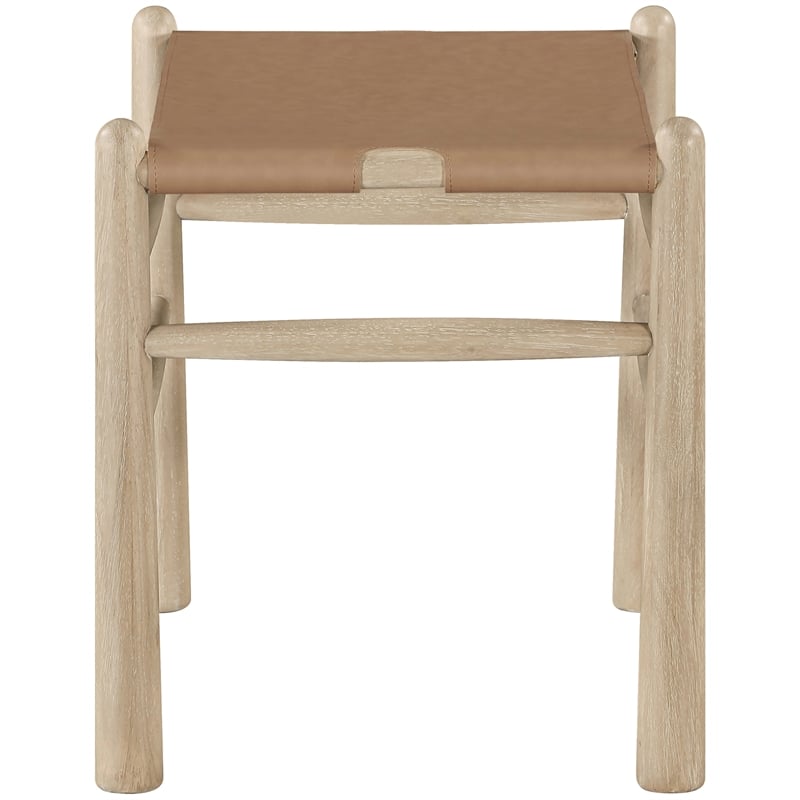 Meridian Furniture Santos Brown Vegan Leather Upholstered Bench