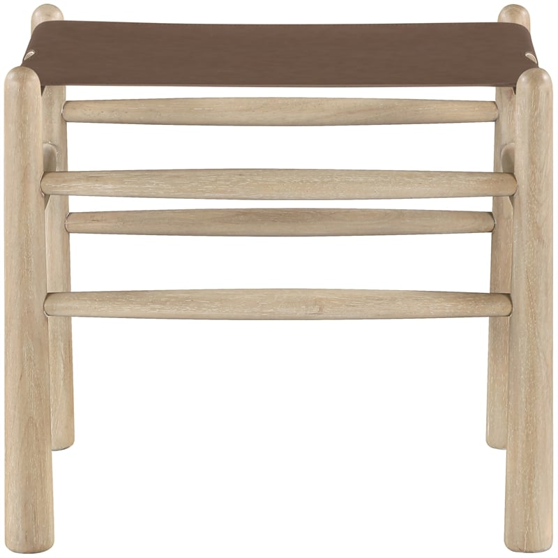 Meridian Furniture Santos Brown Vegan Leather Upholstered Bench