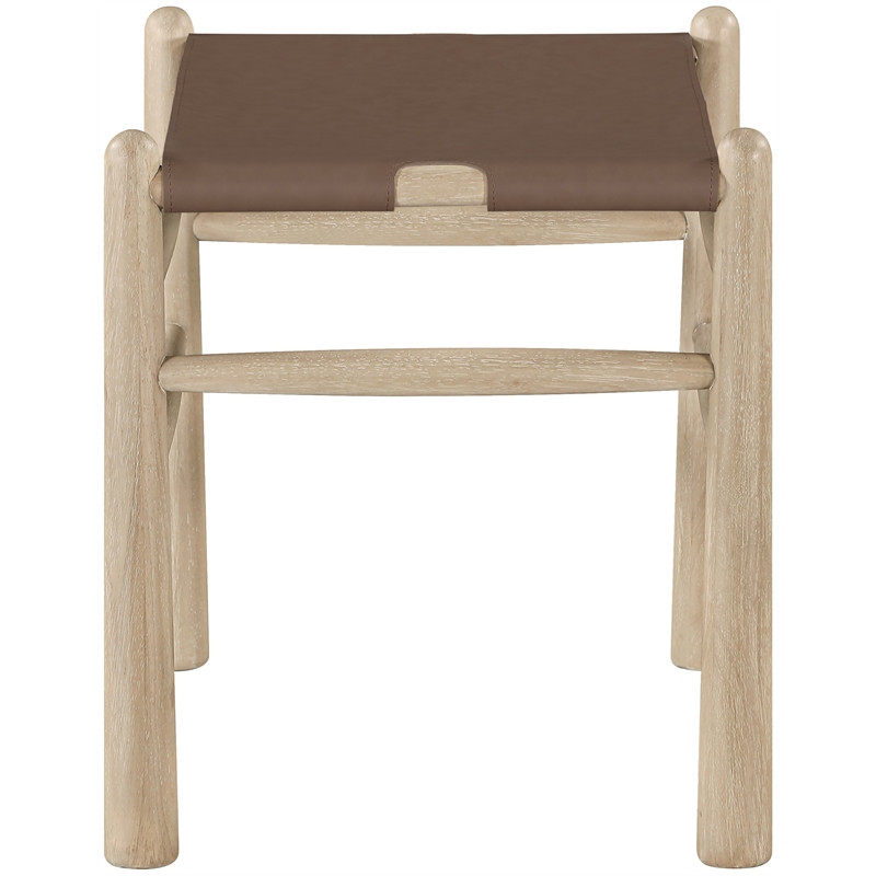 Meridian Furniture Santos Brown Vegan Leather Upholstered Bench