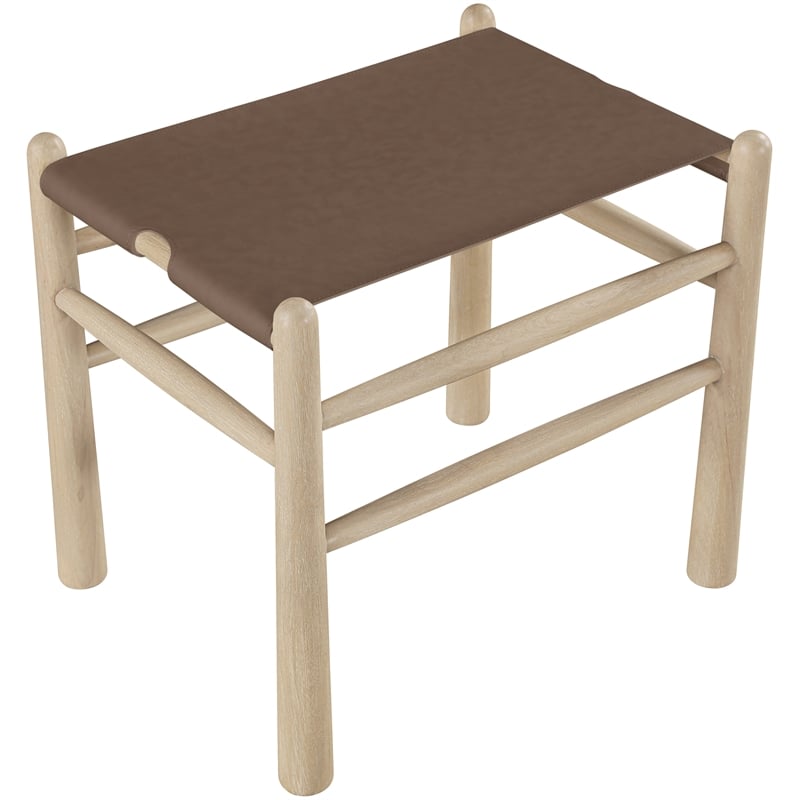 Meridian Furniture Santos Brown Vegan Leather Upholstered Bench
