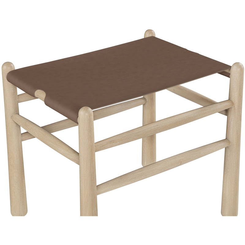 Meridian Furniture Santos Brown Vegan Leather Upholstered Bench