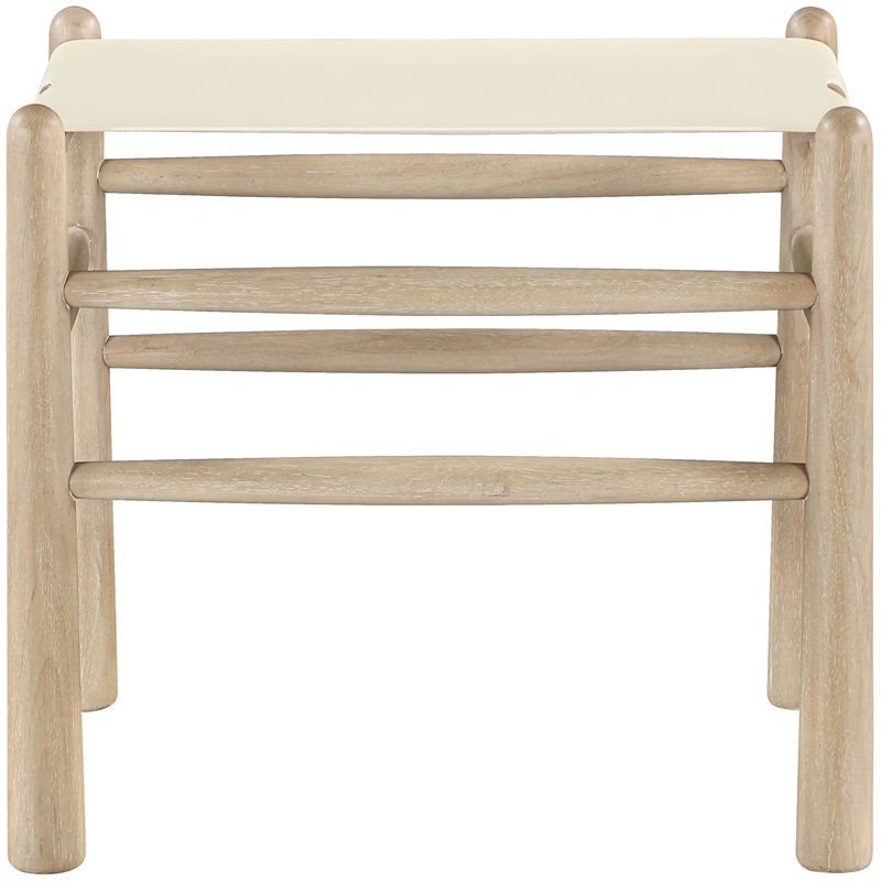 Meridian Furniture Santos Cream Vegan Leather Upholstered Bench