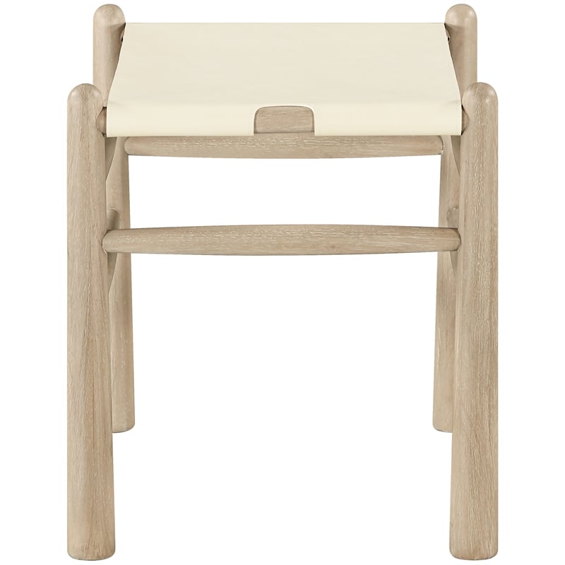 Meridian Furniture Santos Cream Vegan Leather Upholstered Bench