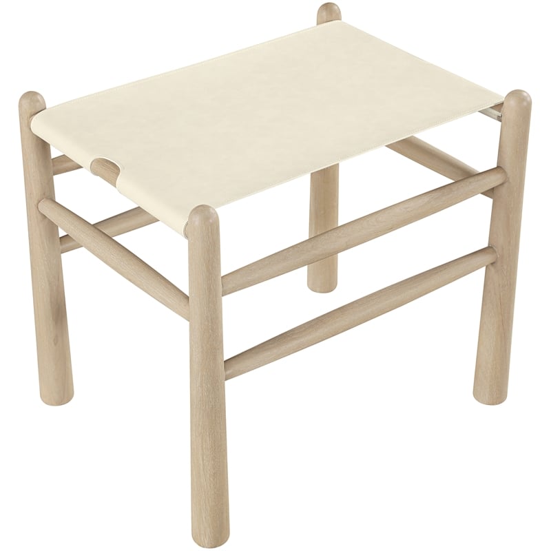 Meridian Furniture Santos Cream Vegan Leather Upholstered Bench