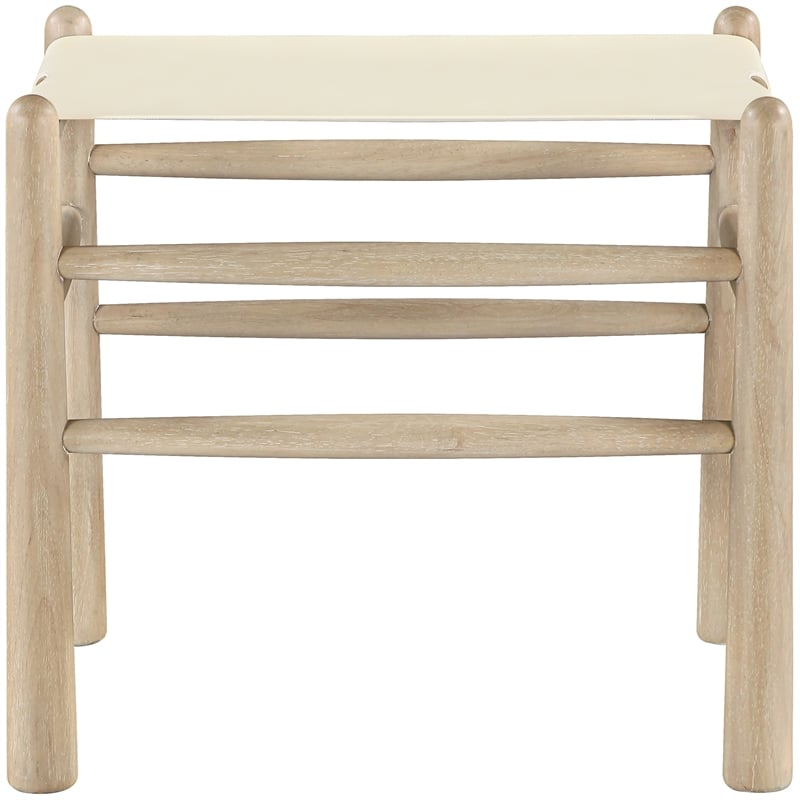 Meridian Furniture Santos Cream Vegan Leather Upholstered Bench