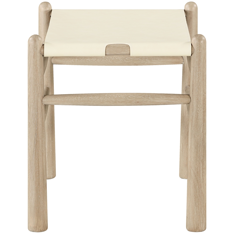 Meridian Furniture Santos Cream Vegan Leather Upholstered Bench