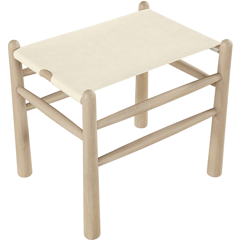 Meridian Furniture Santos Cream Vegan Leather Upholstered Bench