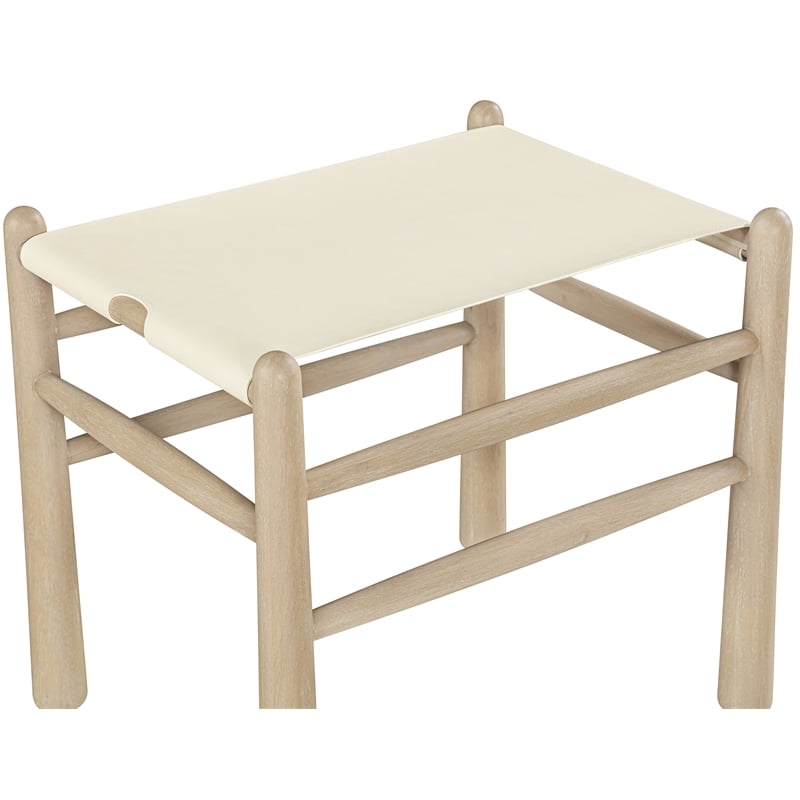 Meridian Furniture Santos Cream Vegan Leather Upholstered Bench