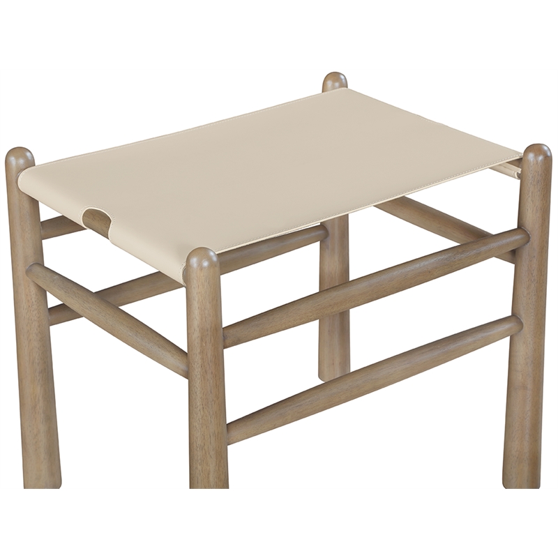 Meridian Furniture Santos Beige Vegan Leather Upholstered Bench