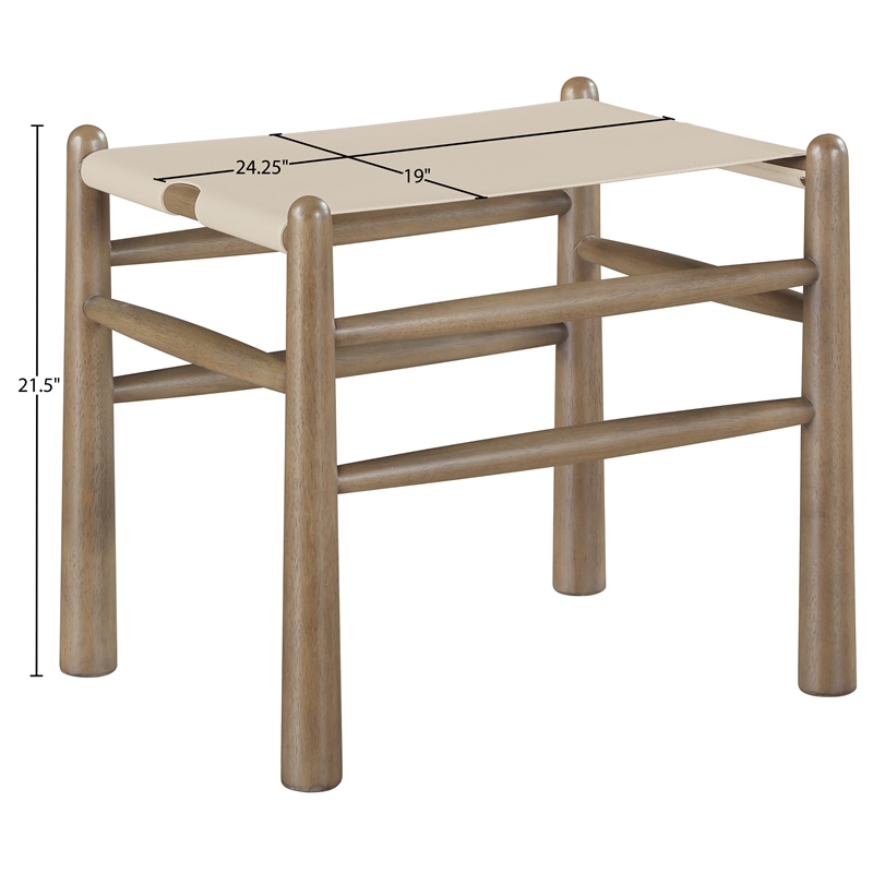 Meridian Furniture Santos Beige Vegan Leather Upholstered Bench
