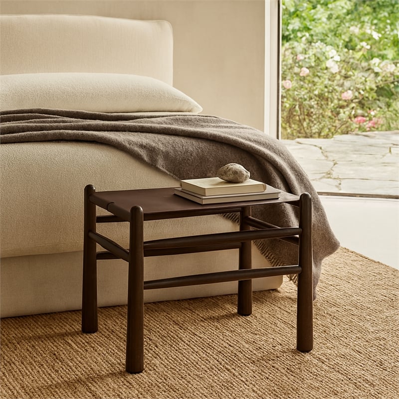 Meridian Furniture Santos Brown Vegan Leather Upholstered Bench
