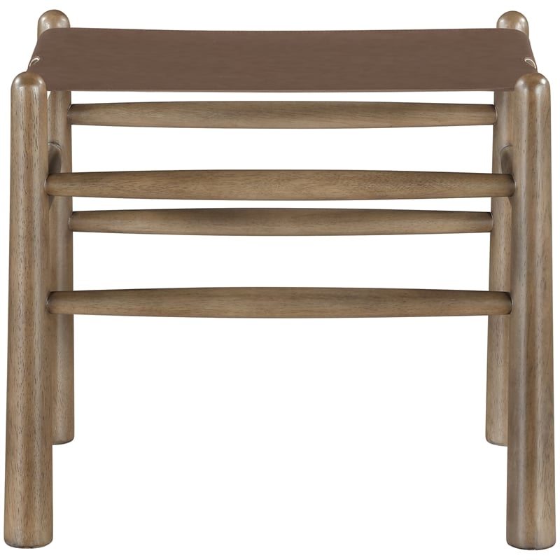 Meridian Furniture Santos Brown Vegan Leather Upholstered Bench