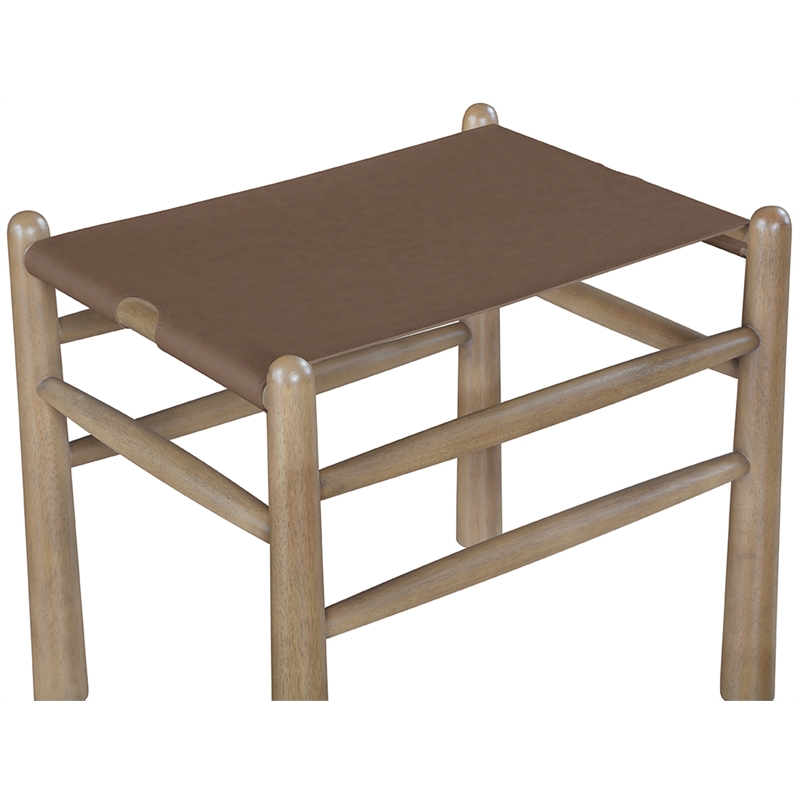 Meridian Furniture Santos Brown Vegan Leather Upholstered Bench