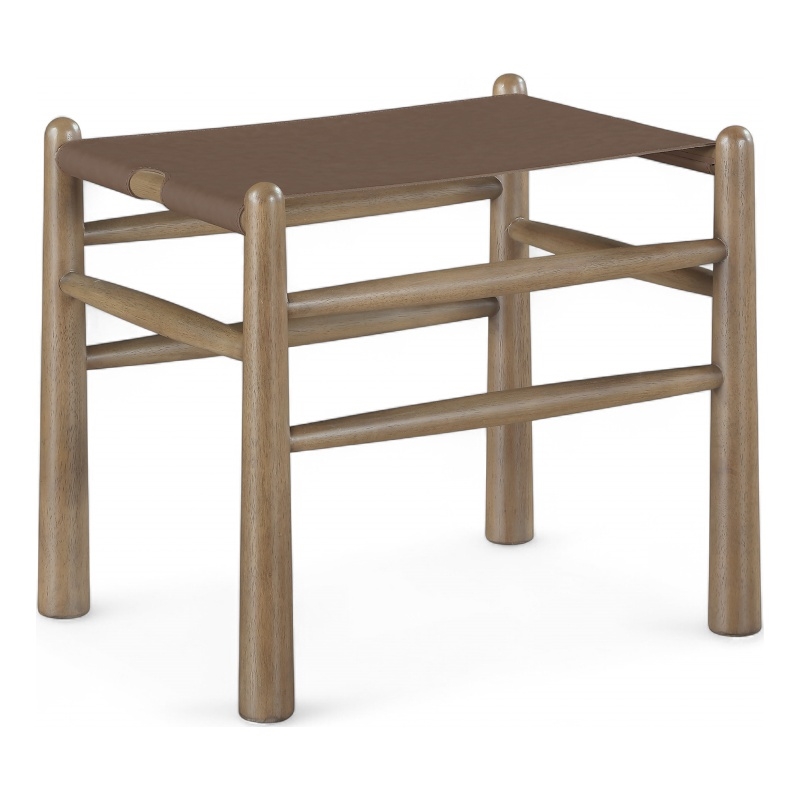 Meridian Furniture Santos Brown Vegan Leather Upholstered Bench