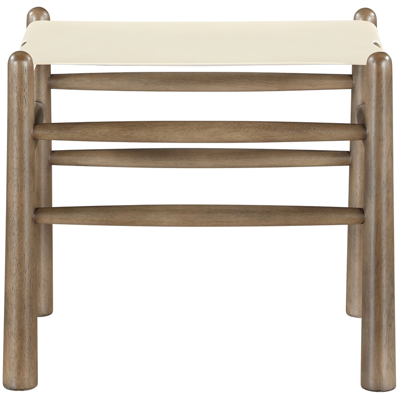 Meridian Furniture Santos Cream Vegan Leather Upholstered Bench