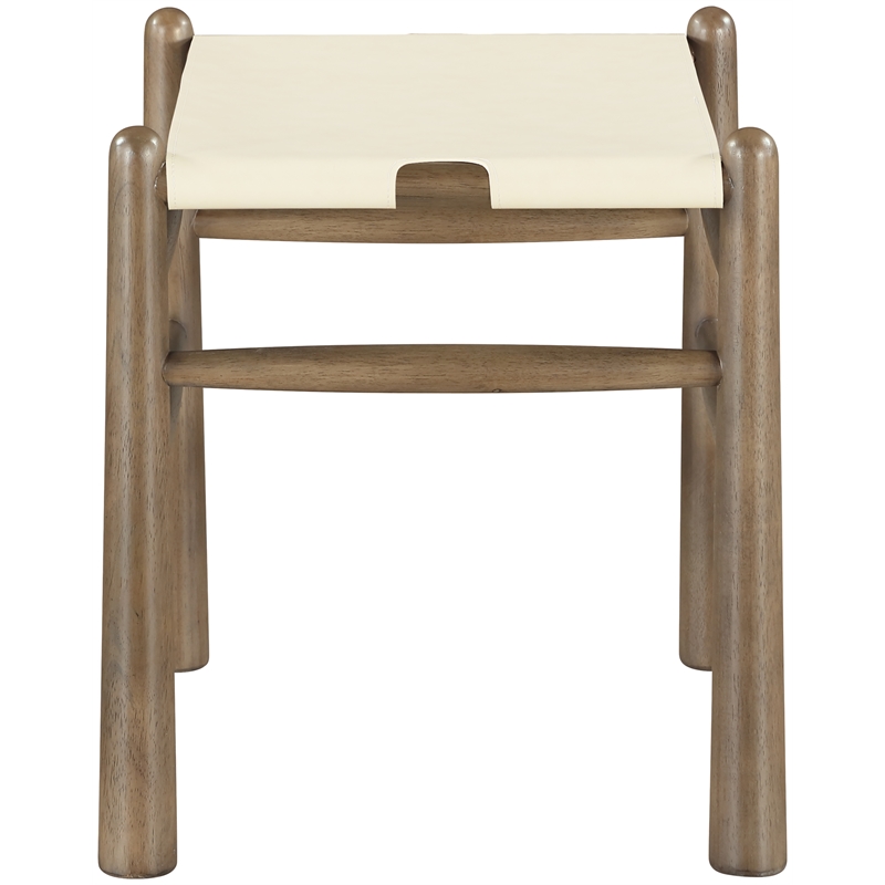Meridian Furniture Santos Cream Vegan Leather Upholstered Bench