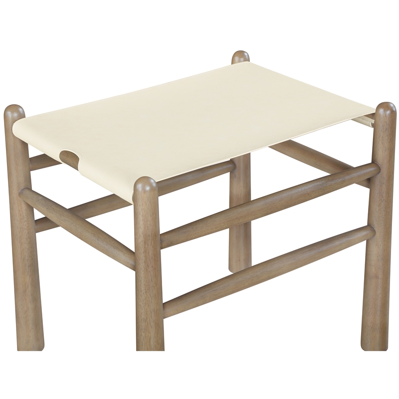 Meridian Furniture Santos Cream Vegan Leather Upholstered Bench