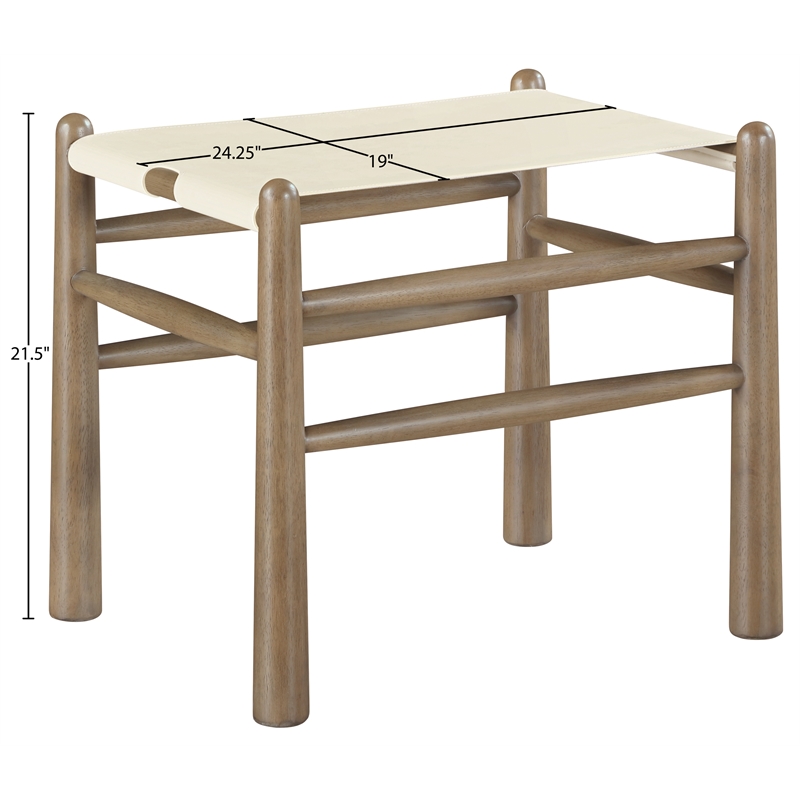 Meridian Furniture Santos Cream Vegan Leather Upholstered Bench