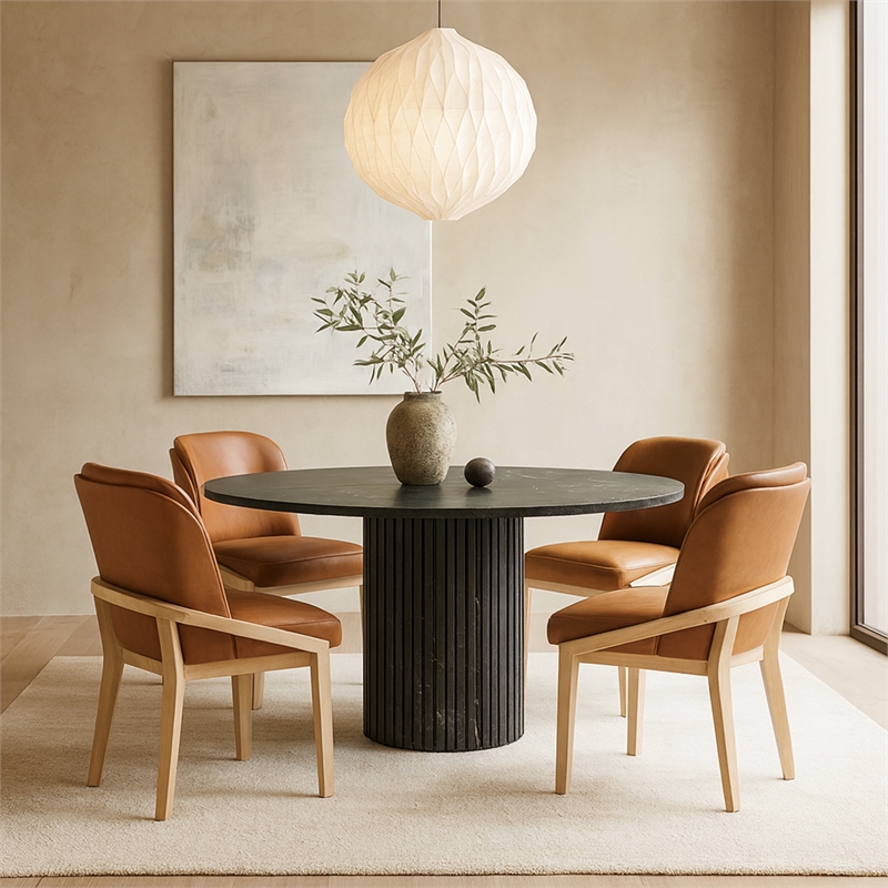 Meridian Furniture Navo Cognac Vegan Leather Upholstered Dining Chair