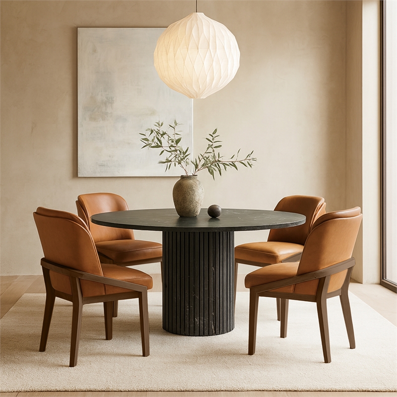 Meridian Furniture Navo Cognac Vegan Leather Upholstered Dining Chair