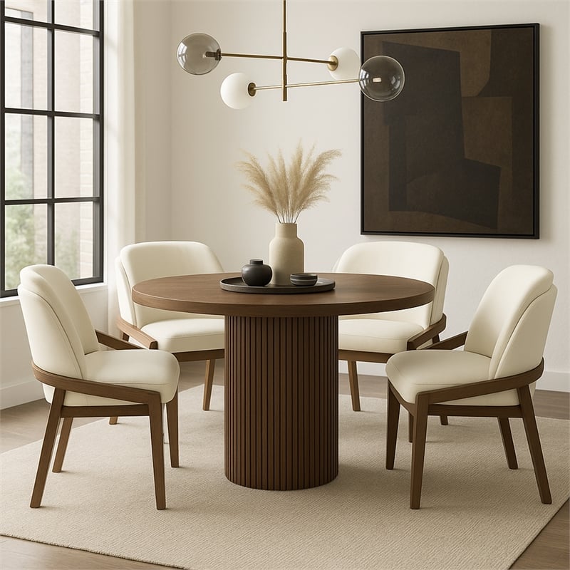 Meridian Furniture Navo Cream Vegan Leather Upholstered Dining Chair
