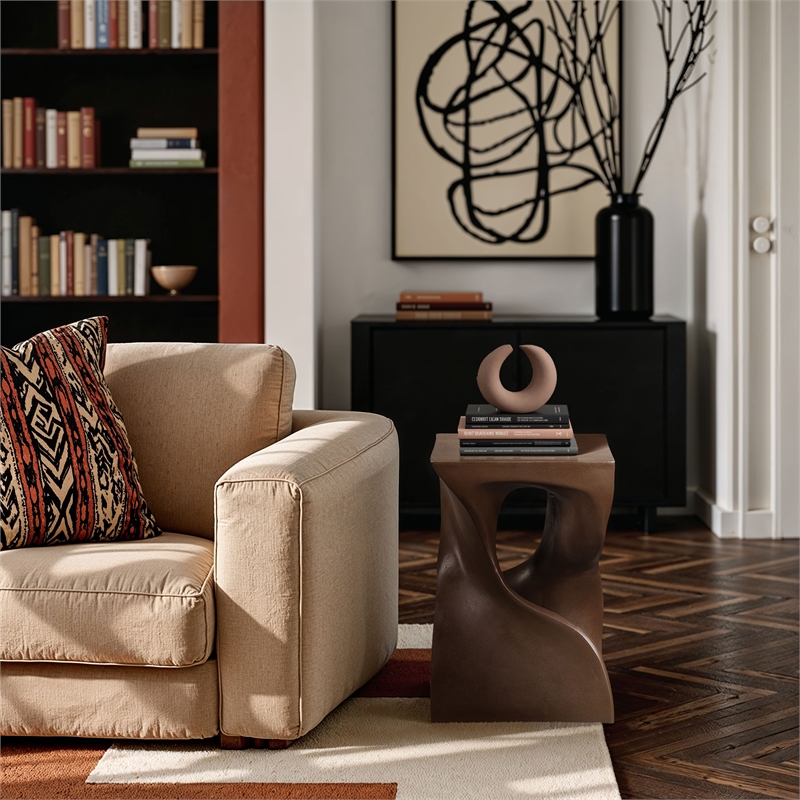 Meridian Furniture Jula Brown Indoor/Outdoor Concrete End Table