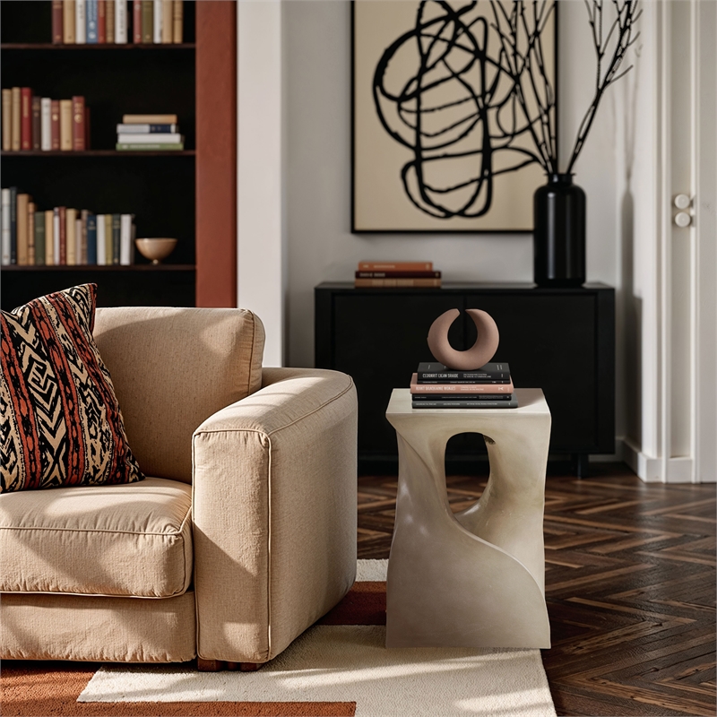 Meridian Furniture Jula Beige Indoor/Outdoor Concrete End Table