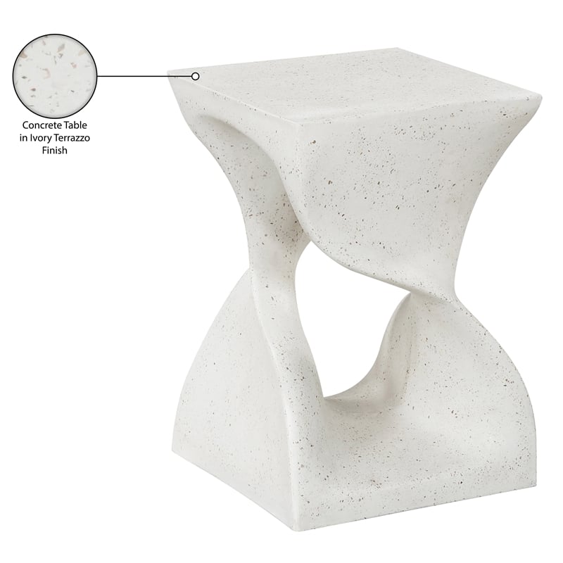 Meridian Furniture Jula Ivory Terrazzo Indoor/Outdoor Concrete End Table