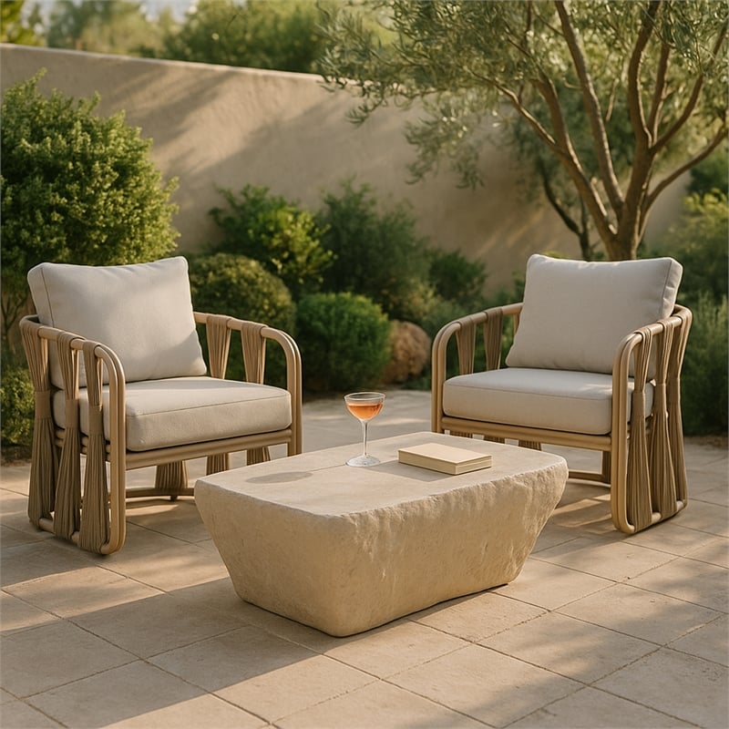 Meridian Furniture Rockford Beige Indoor/Outdoor Concrete Coffee Table