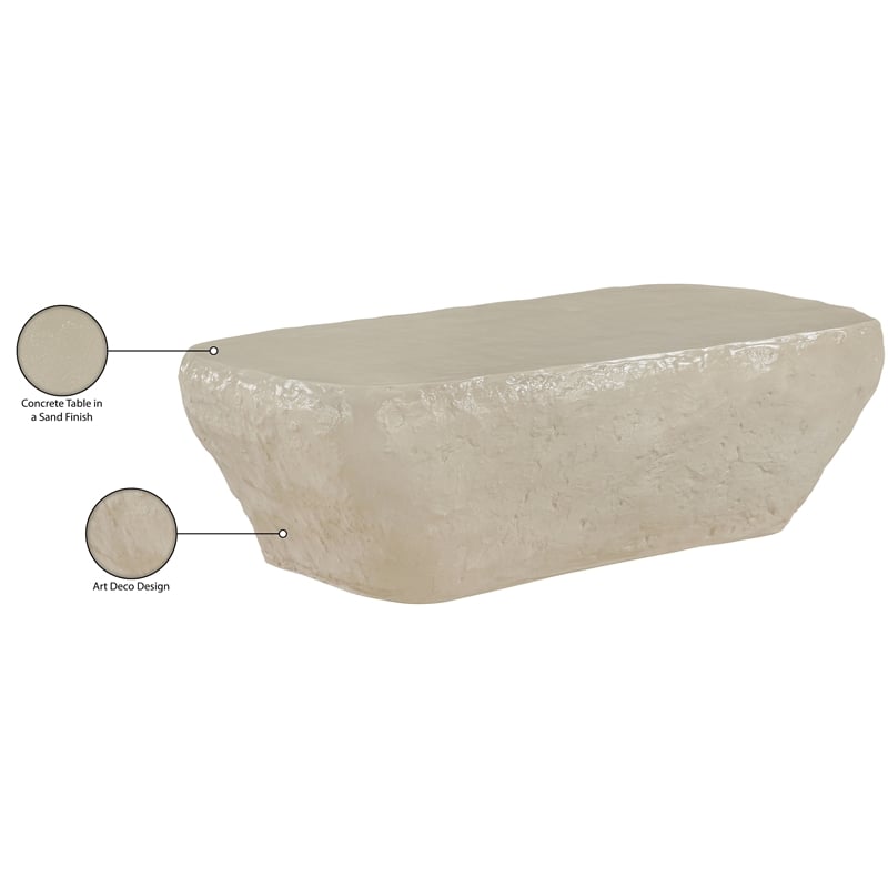 Meridian Furniture Rockford Beige Indoor/Outdoor Concrete Coffee Table