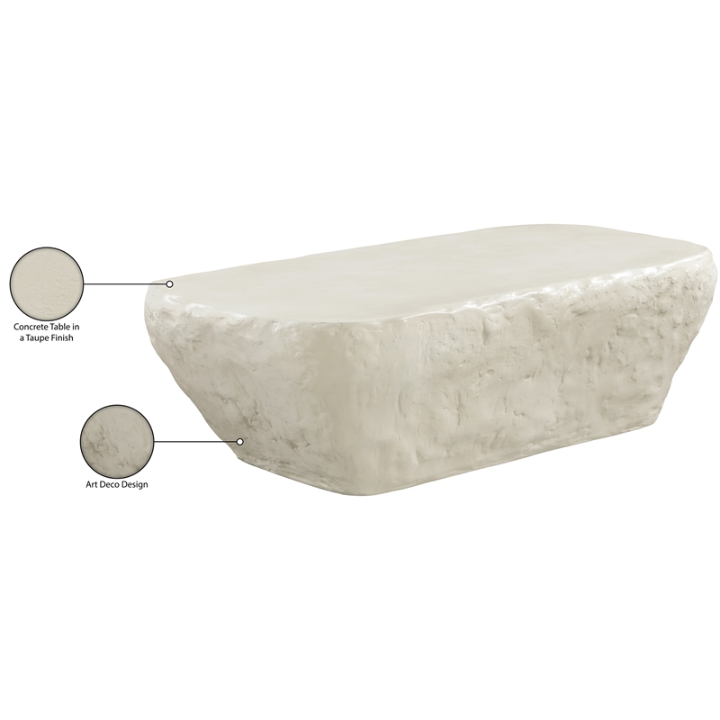 Meridian Furniture Rockford Taupe Indoor/Outdoor Concrete Coffee Table