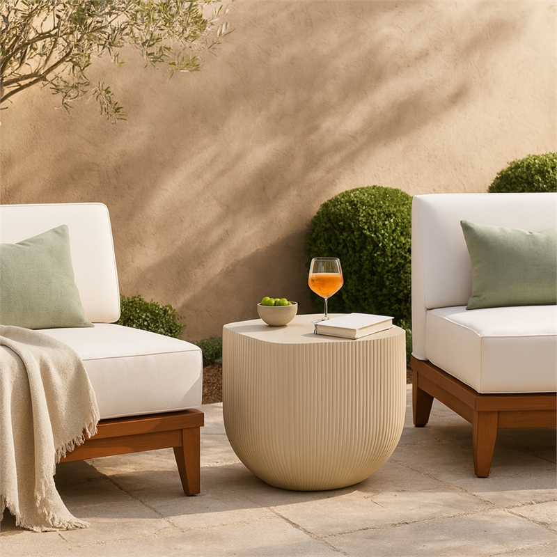 Meridian Furniture Sonara Beige Indoor/Outdoor Concrete End Table