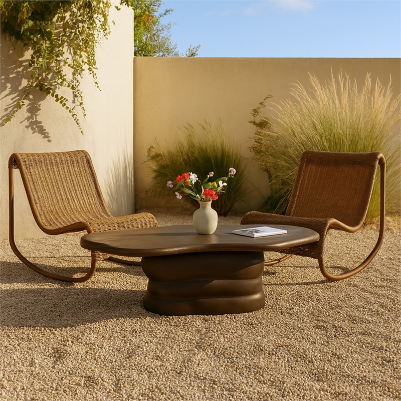 Meridian Furniture Branna Brown Indoor/Outdoor Concrete Coffee Table