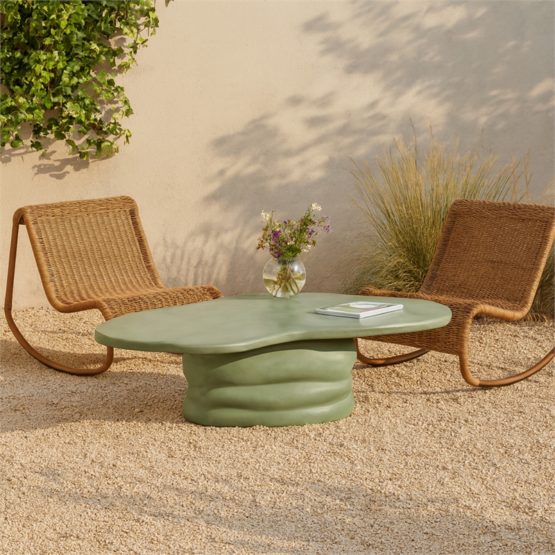 Meridian Furniture Branna Green Indoor/Outdoor Concrete Coffee Table