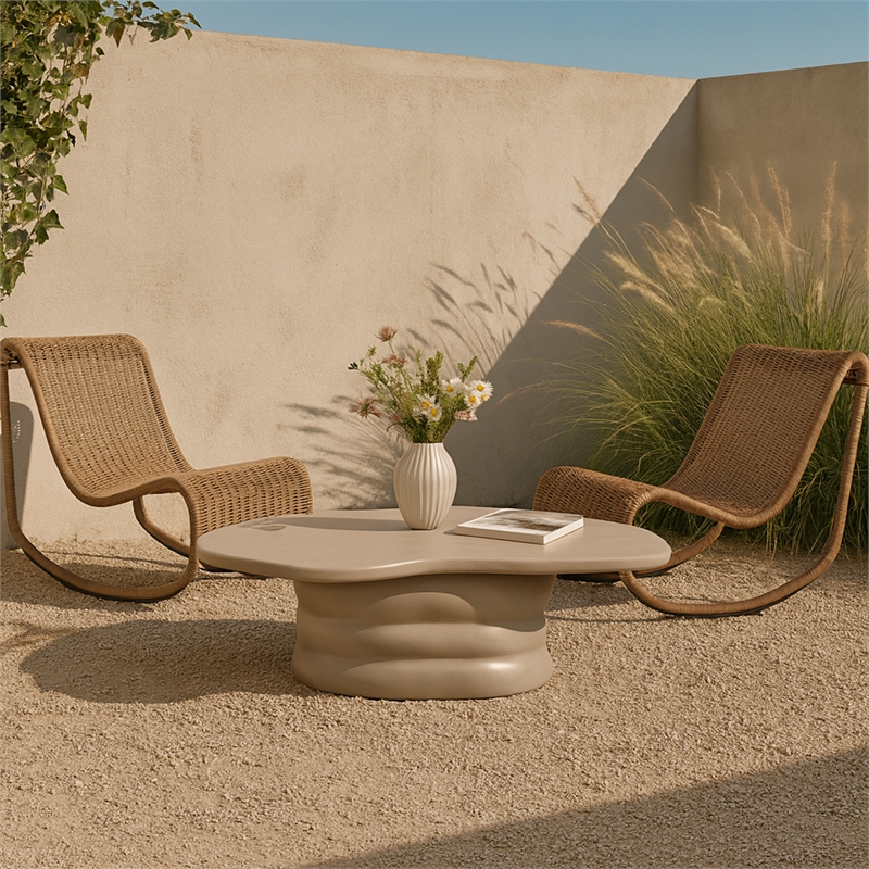 Meridian Furniture Branna Taupe Indoor/Outdoor Concrete Coffee Table