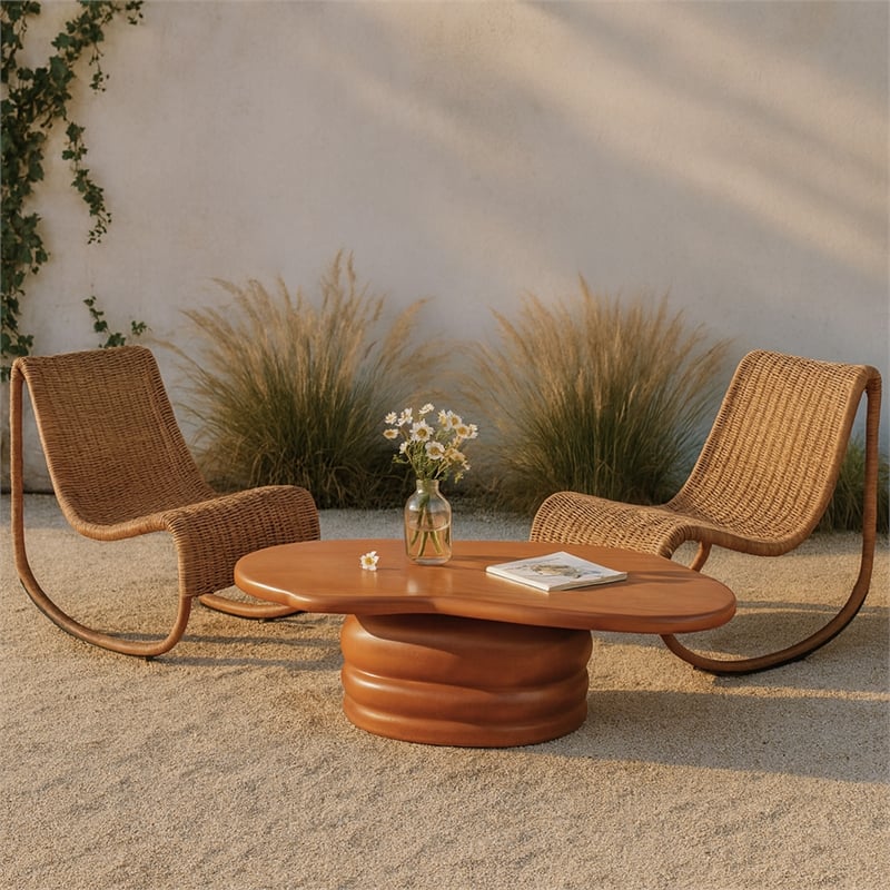 Meridian Furniture Branna Terracotta Indoor/Outdoor Concrete Coffee Table