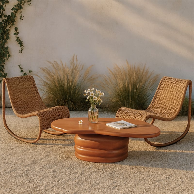 Meridian Furniture Branna Terracotta Indoor/Outdoor Concrete Coffee Table