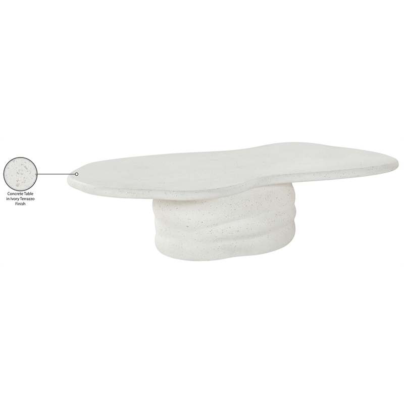 Meridian Furniture Branna Ivory Terrazzo Indoor/Outdoor Concrete Coffee Table