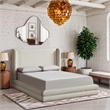 Meridian Furniture Chandra Cream Linen Textured Fabric Upholstered King Bed