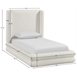 Meridian Furniture Chandra Cream Linen Textured Fabric Upholstered Twin Bed