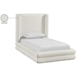 Meridian Furniture Chandra Cream Linen Textured Fabric Upholstered Twin Bed