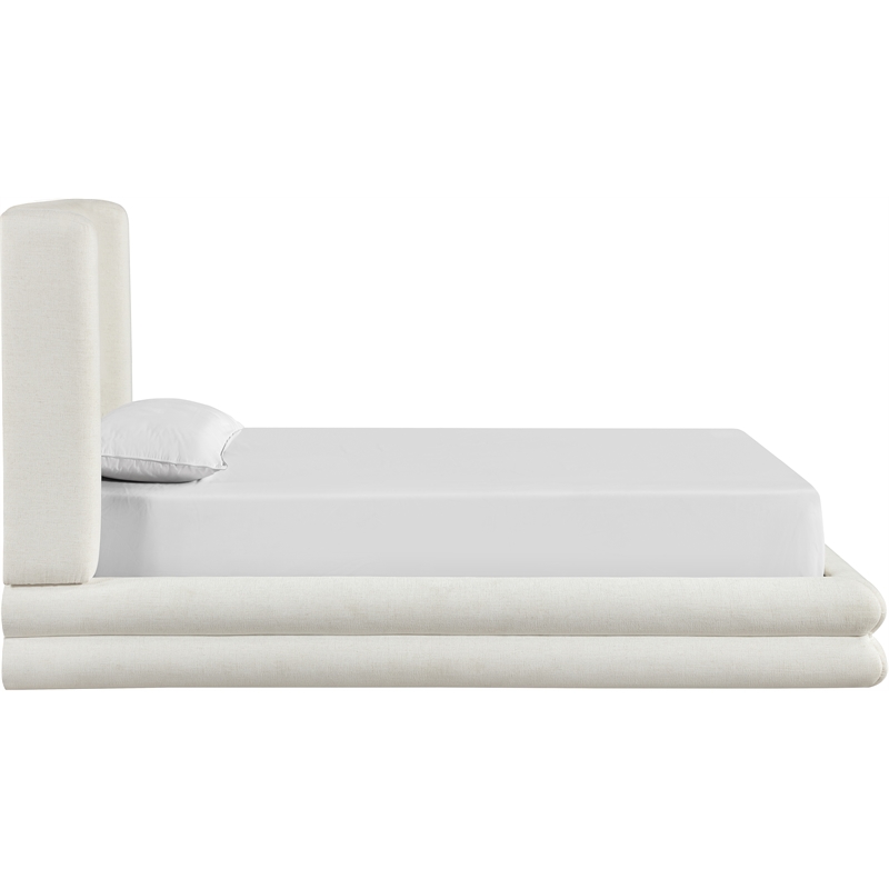 Meridian Furniture Chandra Cream Linen Textured Fabric Upholstered Twin Bed