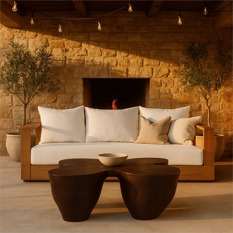 Meridian Furniture Fiore Brown Indoor/Outdoor Concrete Coffee Table