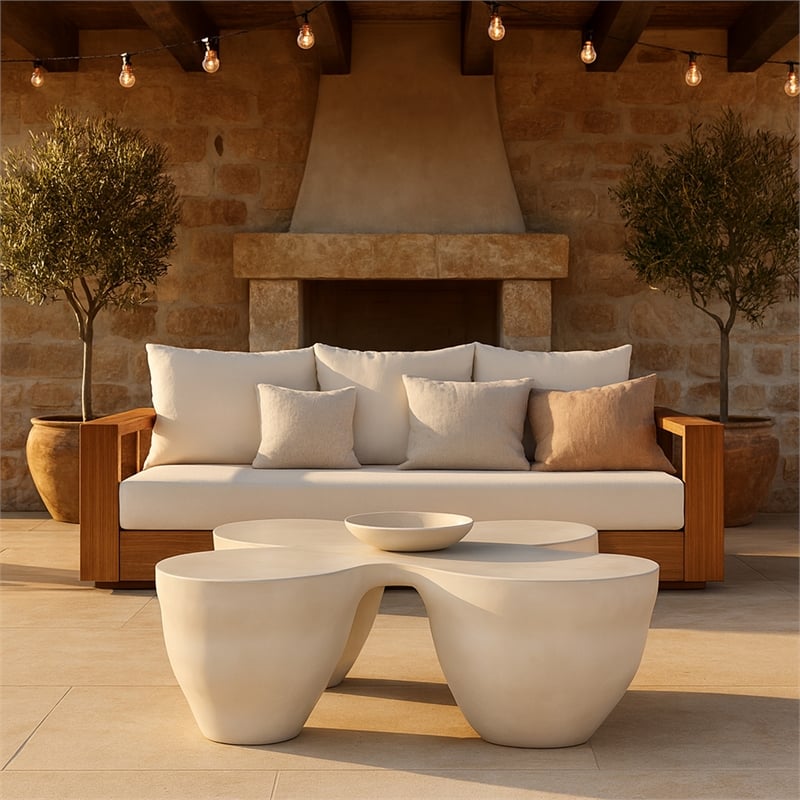 Meridian Furniture Fiore Taupe Indoor/Outdoor Concrete Coffee Table