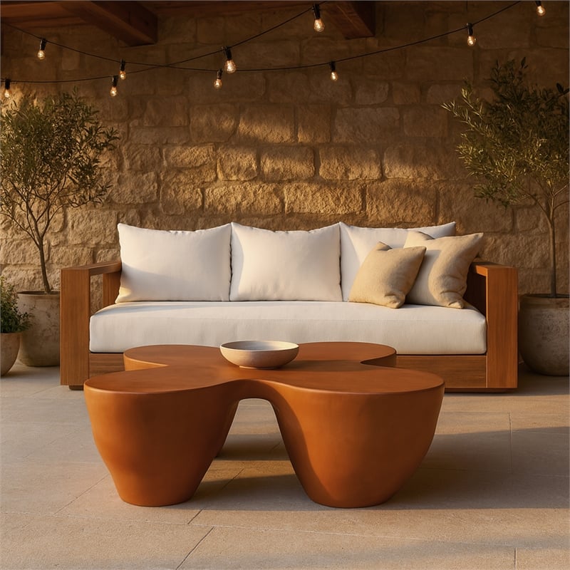 Meridian Furniture Fiore Terracotta Indoor/Outdoor Concrete Coffee Table