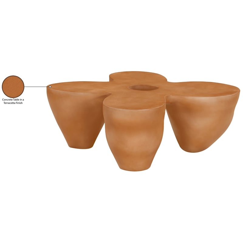 Meridian Furniture Fiore Terracotta Indoor/Outdoor Concrete Coffee Table