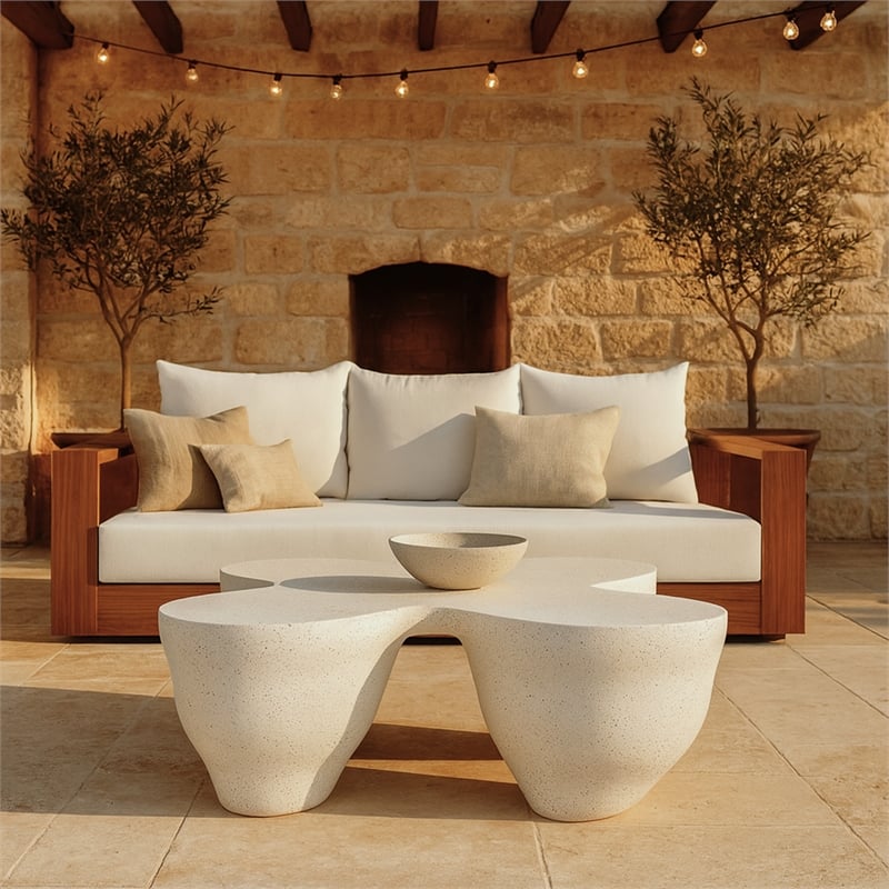 Meridian Furniture Fiore Terrazzo Indoor/Outdoor Concrete Coffee Table