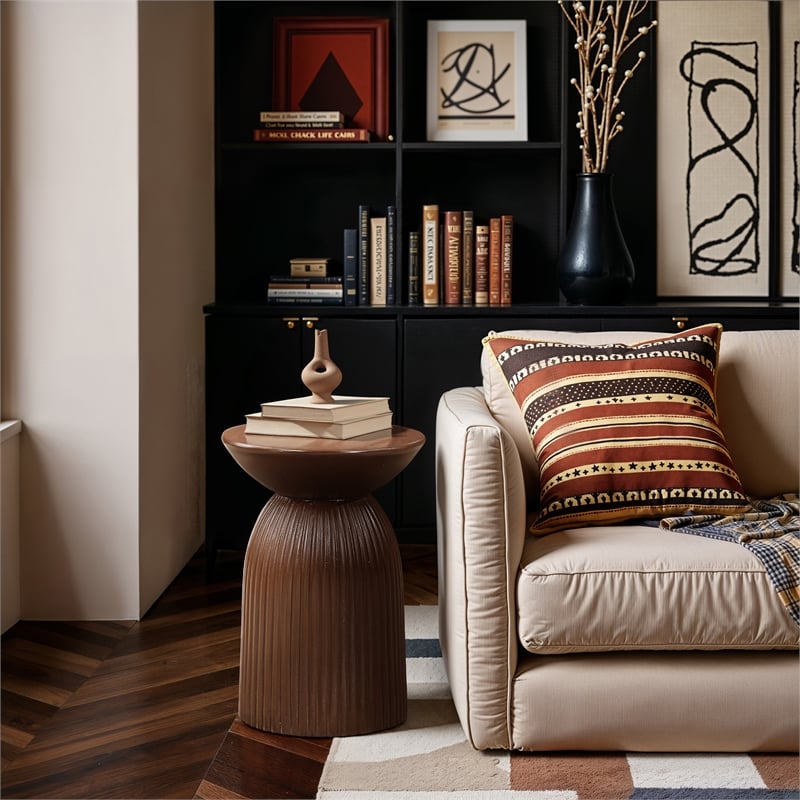 Meridian Furniture Opani Brown Indoor/Outdoor Concrete End Table