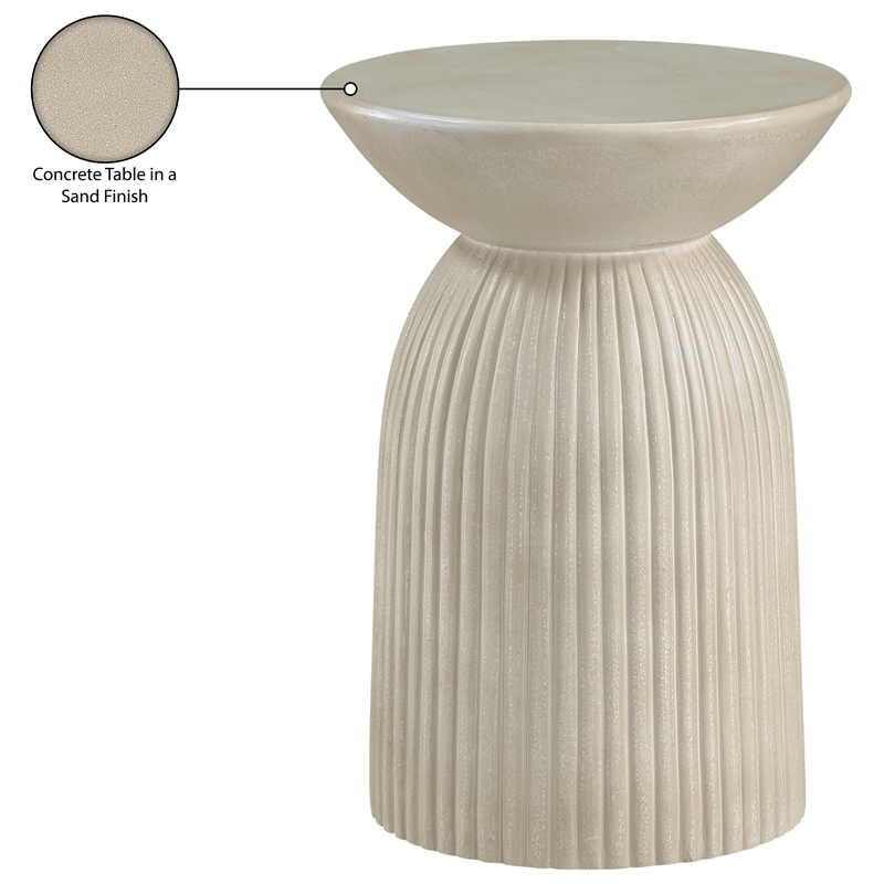 Meridian Furniture Opani Beige Indoor/Outdoor Concrete End Table